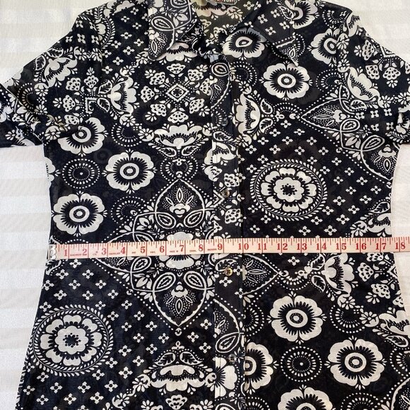 rrr Russ Togs Inc Vintage Elbow Length Women’s Floral Blouse Sz L - Picture 5 of 14
